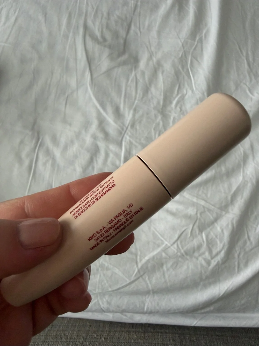 Milano KIKO Emma Roberts Mascara Case - Cream with Red Logo